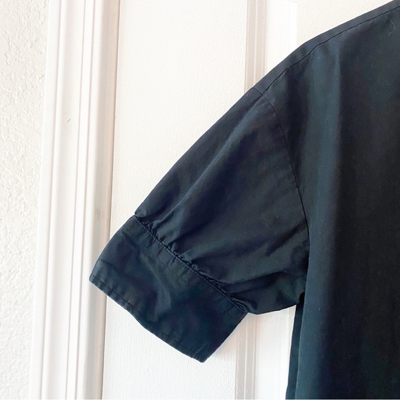 BANANA REPUBLIC Black Poplin Knee Length Collared Shirt Dress Preppy - Picture 4 of 8